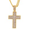 Steeltime 30" Men's 18k gold plated stainless steel and simulated diamonds cross pendant - 2 of 4