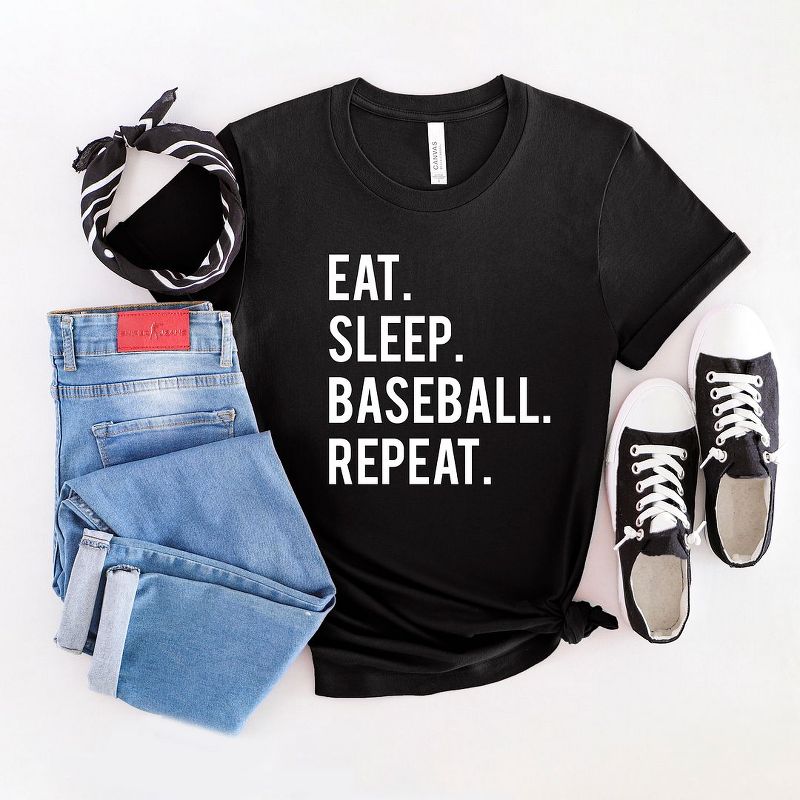 Simply Sage Market Women's East Sleep Baseball Repeat Short Sleeve Graphic Tee, 4 of 5