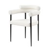 Fabric Upholstered Armrest Dining Chairs Set of 2,Round Boucle Backrest Dining Chair with Brushed Bronze Metal Legs,Kitchen Chair-Cuddlewood - 3 of 4
