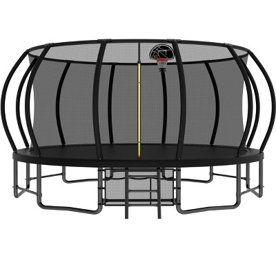 HFYee 12/14/16FT Kids Adventure Trampoline Safety Enclosure & Ladder for Outdoor Play for Ages 6-12