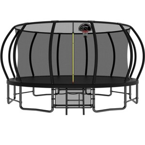 HFYee 12/14/16FT Kids Adventure Trampoline Safety Enclosure & Ladder for Outdoor Play for Ages 6-12 - 1 of 4