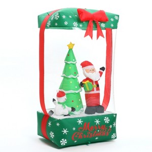 LuxenHome 6Ft Holiday Santa Display Present Inflatable with Lights Multi-Color - 1 of 4