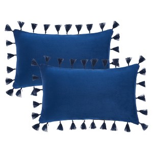 REGALWOVEN Velvet Soft Solid Covers Bohemian with Tassels Decorative Throw Pillow 2 Pcs - 1 of 4