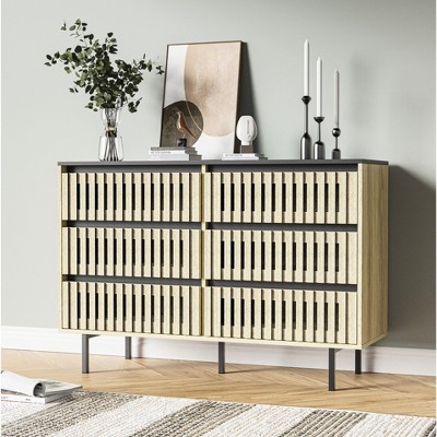 47.24"Bedroom Storage Cabinet,Six drawer storage,Large Capacity,Modern Minimalist Drawer Cabinet,Natural