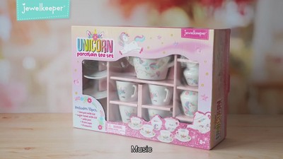 Unicorn Porcelain Tea Set with Pink Ceramic Cups, 13 Pieces