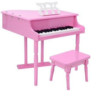 Infans Childs 30 key Toy Grand Baby Piano w/Kids Bench Wood Pink Christmas Gift - 1 of 4