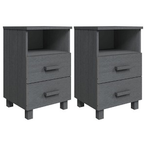 vidaXL Bedside Cabinets HAMAR 2 pcs Dark Gray 15.7"x13.8"x24.4" Solid Wood - 1 of 4