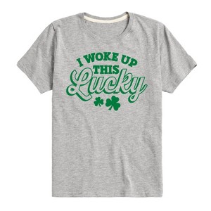 Boys' - Instant Message - St. Patrick's Day I Woke Up this Lucky Short Sleeve Graphic T-Shirt - 1 of 4