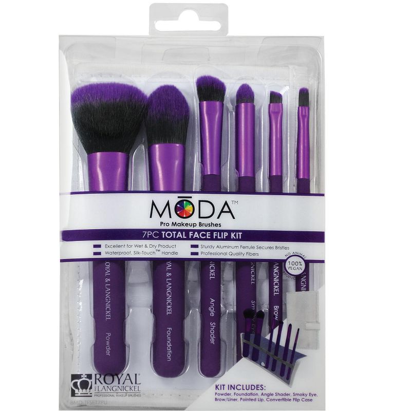 MODA Brush Total Face 7pc Travel Sized Flip Kit Makeup Brush Set, Includes Powder, Foundation, and Smoky Eye Makeup Brushes, 6 of 7