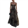 Clotth Women's Leopard Print Maxi Dress - Spaghetti Strap Backless Slip Dress, Elegant Summer Dress, Beach Dress, Brown with Black Spots - 2 of 4