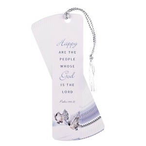 Dicksons Happy are The People - Psalm 144:15, Grey/White 6 x 1.5 Inch Laminated Cardstock Tassel Bookmark; Pack of 12 - 1 of 2