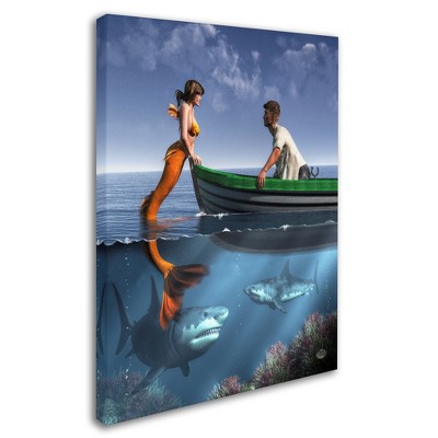 Trademark Fine Art -Daniel Eskridge 'A Mermaid And Her Pets' Canvas Art