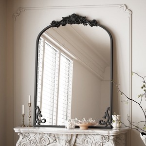 BEAUTYPEAK Vanity Wall Mirror Decorative Vintage Arch Bathroom Mirror with Designed Bottom - 1 of 4