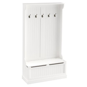 Munora 38" 3-in-1 Entryway Hall Tree - Storage Bench with Coat Rack, 8 Hooks & Shoe Storage - Cream White - 1 of 4