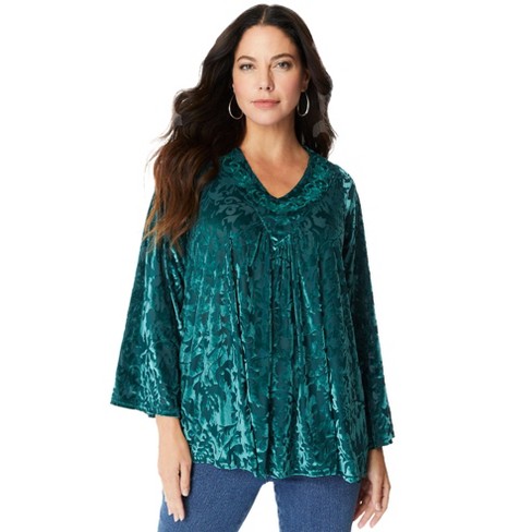 Emerald green plus size top sale