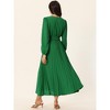 Seta T Women's Long Lantern Sleeve Wrap V Neck Flowy Ruffle Pleated Maxi Dresses - 4 of 4
