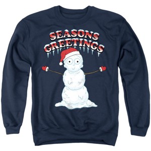 Men's Rick And Morty Christmas, Season'S Greetings Morty Snowman Crewneck Sweatshirt - 1 of 4