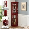 TIRAMISUBEST Corner Glass Cabinet Lighted Curio Cabinet Corner Display Case for Living Room - Mobile Lateral Filing Cabinet, Locking Wheels, - 4 of 4