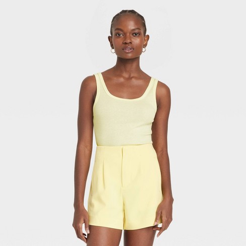 Women's Slim Fit Tank Top - A New Day™ Light Yellow Xl : Target