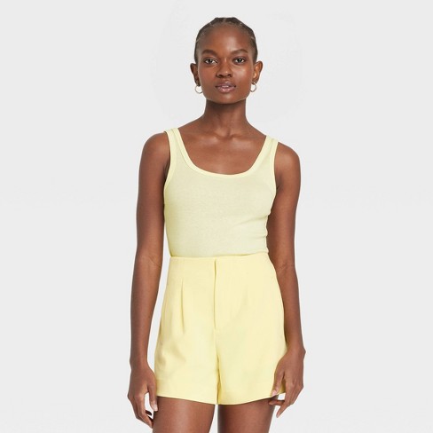 Women's Slim Fit Tank Top - A New Day™ Light Yellow Xs : Target