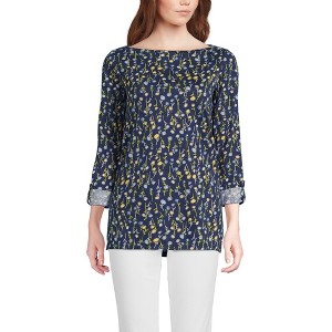 Lands' End Women's Supima Cotton Adjustable 3/4 Sleeve Boatneck Tunic - 1 of 4