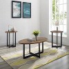 3pk Colton Occasional Accent Table Set Light Brown - Steve Silver Co.: Oval Wood Veneer, Metal Frame, Modern Design - 2 of 4