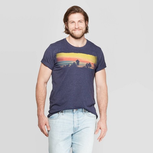 Men S Big Tall Short Sleeve Sunset Beach Crew Neck Graphic T