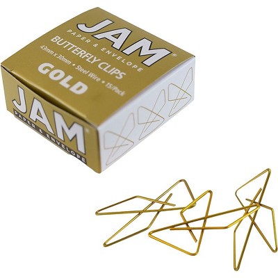 JAM Paper Butterfly Clips Gold 15/Pack 2210016346