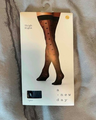 Dotty Seamed Tights With Bow Black US 4 - 18