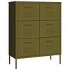 vidaXL Drawer Cabinet Olive Green 31.5"x13.8"x40" Steel - 2 of 4