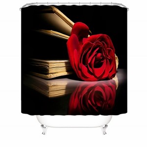 Red Rose And Book Shower Curtains for Bathroom Waterproof Fabric Bath Curtain Durable Soft Stylish Bathroom Decor 72x72 Inch - 1 of 1