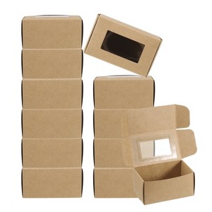 Unique Bargains Paper PVC Durable Sturdy Construction Soap Box 3.9" x 2.4" x 2" Brown 30 Packs - 1 of 4