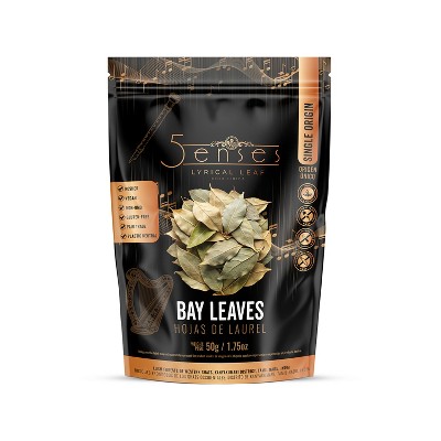 5Senses Whole Bay Leaves from Western Ghats | Lyrical Leaf | Single Origin, Non-GMO, Kosher, 100% Natural (1.75oz/ 50g) Resealable bag