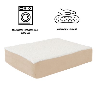 Small Tan Orthopedic Memory Foam Pet Bed with Removable Cover