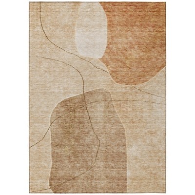 Orange Copper And Terra Cotta Abstract Washable Indoor Outdoor Area Rug