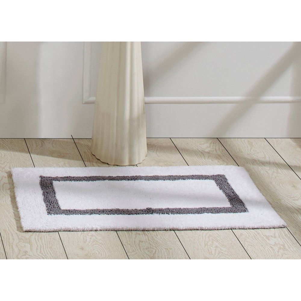 21inx34in Hotel Collection Bath Rug White/Gray - Better Trends
