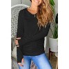 Imily Bela Women's Ruched Long Sleeve Tee Thumb Hole Detail Crew Neck Casual Comfort Top - 2 of 3