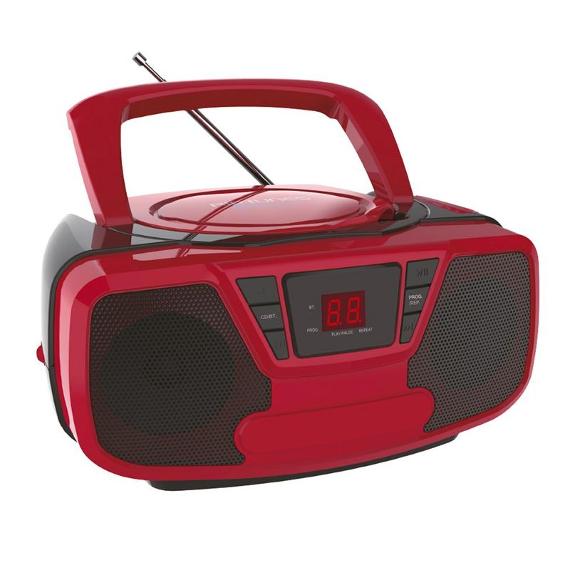 Bluetooth Portable CD Boombox with AM/FM Radio, Red, 2 of 6
