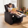 VEVOR Kids Reclining Chair, Toddler Recliner with Cup Holder, 101° to 121° Adjustable Backrest, Easy-to-Clean PU Leather Recliner Couch, Brown - 2 of 4