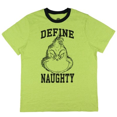 Seven Times Six Dr. Seuss The Grinch T-Shirt Men's Define Naughty Graphic Print Tee Green