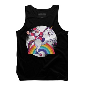 Men's Design By Humans Christmas Cartoon Santa Riding A Unicorn By rasok Tank Top - 1 of 4
