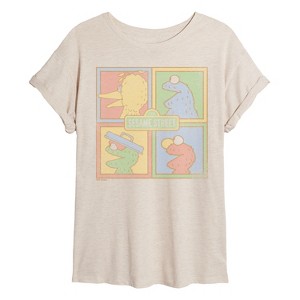 Women's - Sesame Street - Sesame Tonal Squares Oversized Graphic T-Shirt - 1 of 4