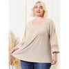 Agnes Orinda Women's Plus Size Plain Cut-Out Gathered Patchwork Long Sleeve T-Shirt - 2 of 4