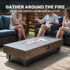 Brown 60 Inch Fire Pit Rable Wood Outdoor Gas Fire Pit Table with Rain cover for Patio Backyard Deck Outdoor Fireplaces Stove - 2 of 4