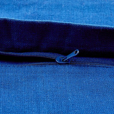 Set of 4 Navy and Off-White Cotton Euro Pillow Covers