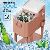 VINGLI Patio Cooler, Rolling Ice Chest on Wheels, Portable Patio Party Bar Drink Cooler Cart, with Shelf, Beverage Pool with Bottle Opener,Water Pipe - 2 of 4