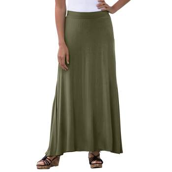 Jessica London Women's Plus Size Casual Wide Elastic Pull-On Lightweight Maxi Skirt