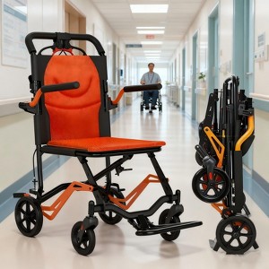 Lightweight Foldable Steel Transport Wheelchair，18 lbs with Removable Flip Armrests and Swing Footrests, 220 lbs Capacity for Travel - 1 of 4