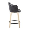 24" Contemporary Fixed-Height Counter Stool with Swivel in Wood and Faux Leather with Round Footrest - Set of 2 - 3 of 4