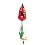 Blu Bom Red Morel Mushroom  -  1 Glass Ornament 6.50 Inches -  Ornament Fungus Spore Toadstoll  -  2022-211  -  Glass  -  Red